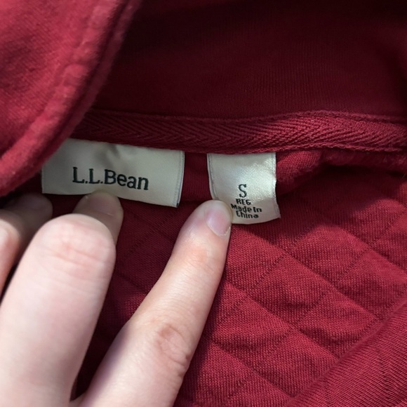 L.L. Bean Red Pullover Quarterzip Size Small Quilted Unisex Flaw Winter Fall - Picture 6 of 7